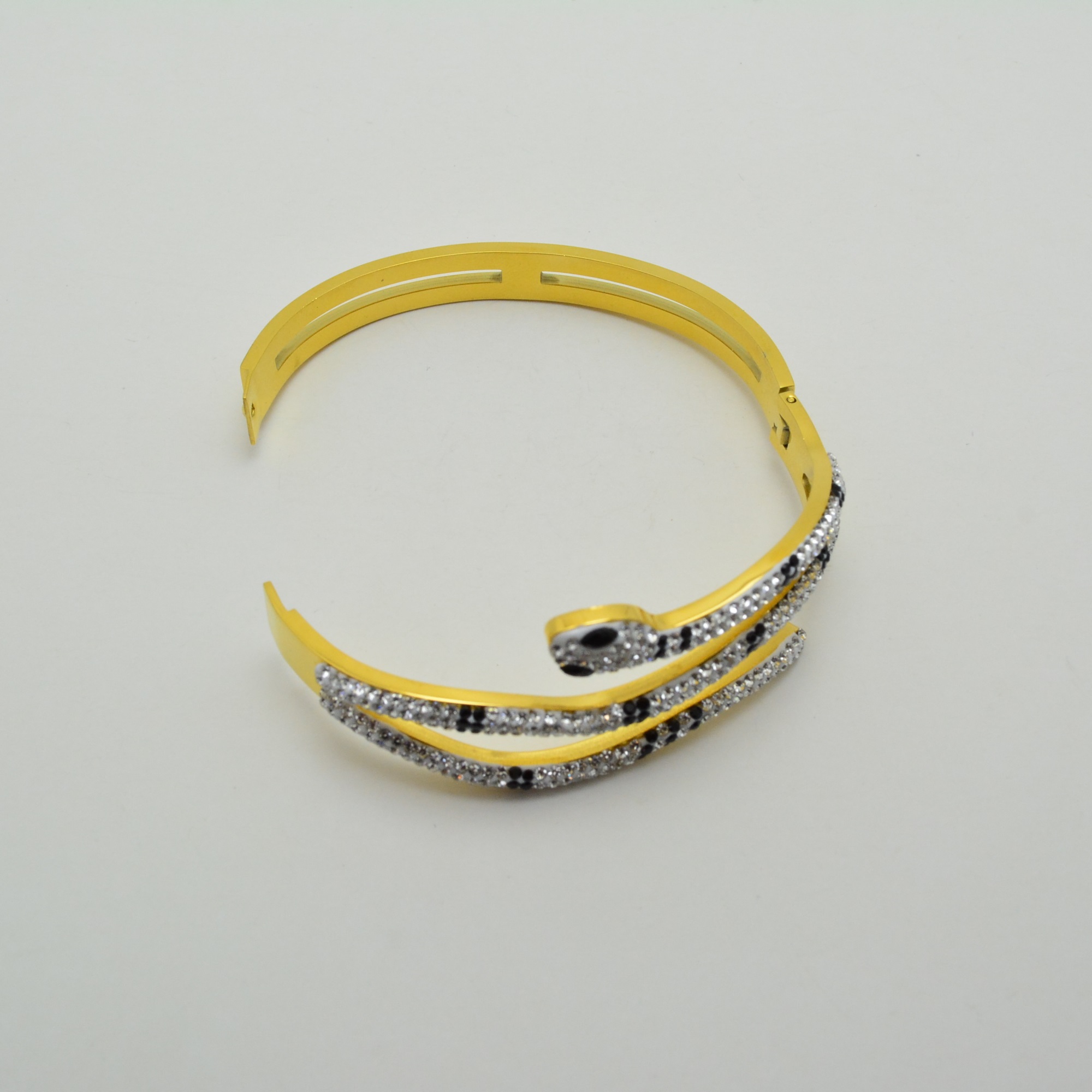 Zircon Taşlı Yılan Çelik Kelepçe 2 Zircon Taşlı Yılan Çelik Kelepçe - Görsel 2
