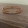 H Design Taşlı Çelik Kelepçe 10 Hermez Gold Steel Bracelet 2