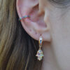 Renkli Zircon Taşlı FatmaAna Eli Küpe Gold 5 FatmanaEliTasli 1 2 earrings