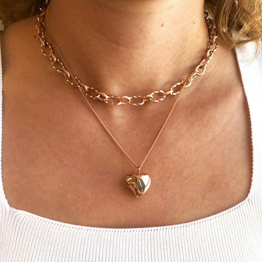 Rosen Heart Kalpli İkili Gold Kolye 1 Rosen Heart Kalpli İkili Gold Kolye
