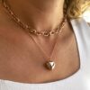 Rosen Heart Kalpli İkili Gold Kolye 3 Gold Kalp Kolye