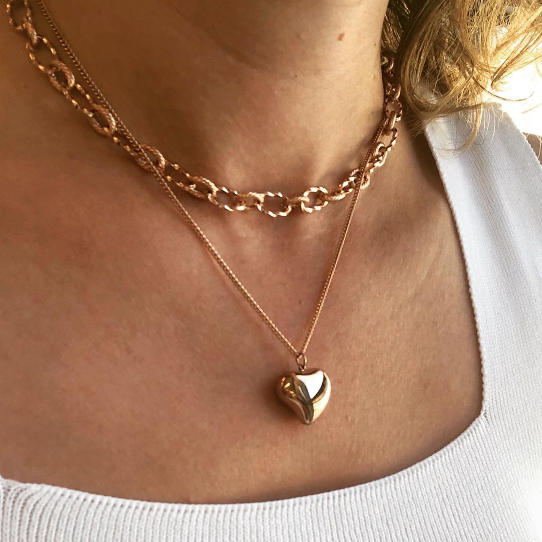 Rosen Heart Kalpli İkili Gold Kolye 2 Rosen Heart Kalpli İkili Gold Kolye - Görsel 2