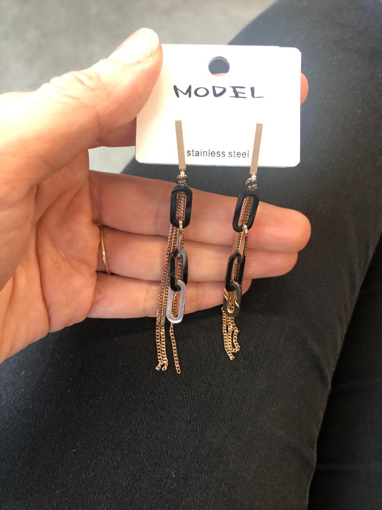 Siyah Rose Sallantılı Çelik Küpe 2 Siyah Rose Sallantılı Çelik Küpe - Görsel 2