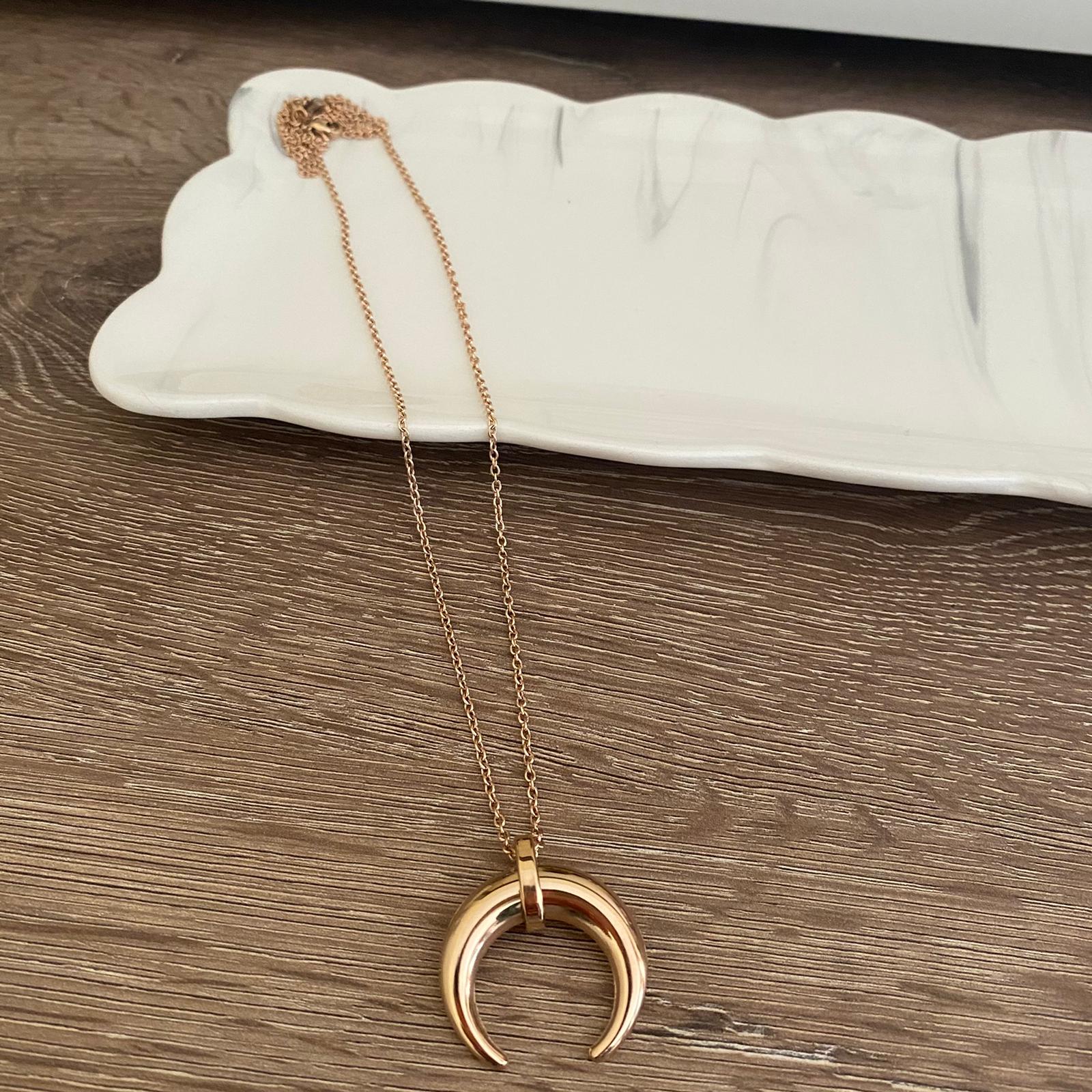Çelik Uzun Hilal Kolye Rosegold 1 Çelik Uzun Hilal Kolye Rosegold