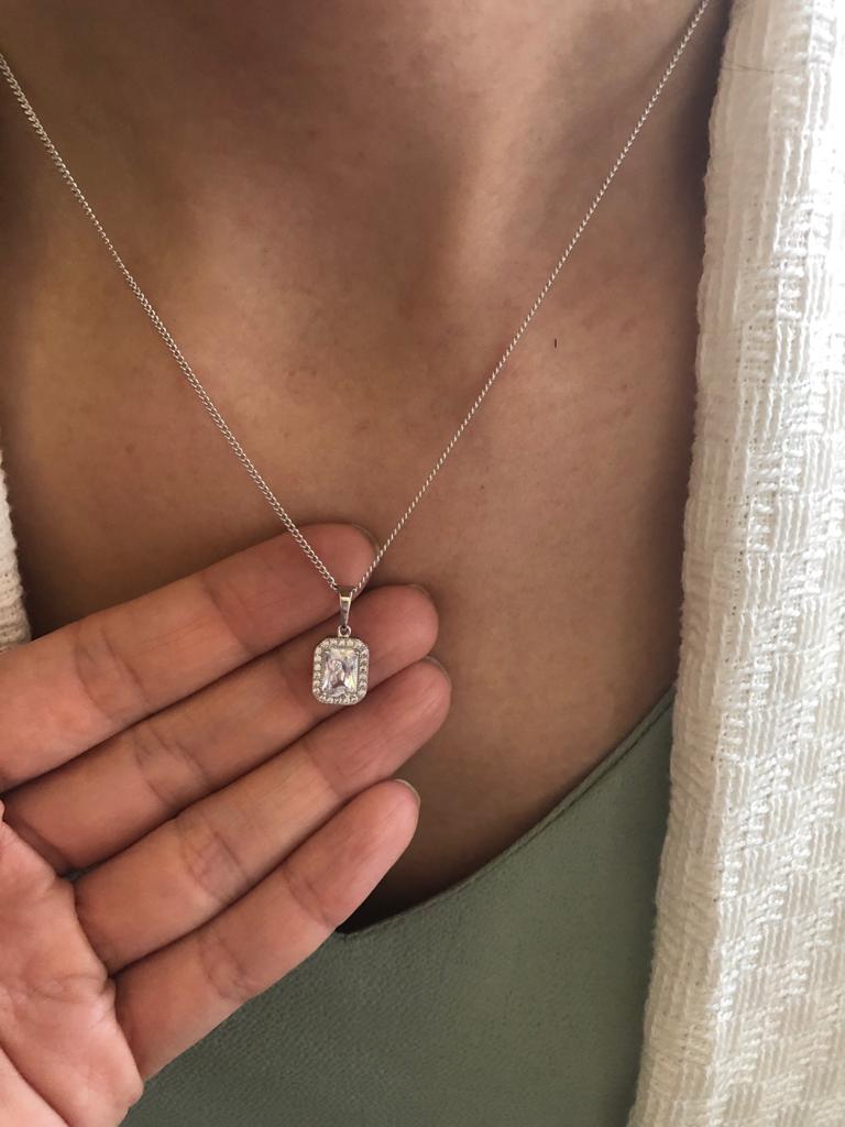 Zircon Baget Kolye Silver 1 Zircon Baget Kolye Silver