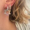Renkli Taşlı Yıldız Silver Küpe 4 Colored Stoned Star Earrings Silver 3