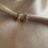 Renkli Taşlı Halka Gold Küpe 5 Colorfuld Stoned Gold Earrings 3