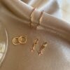 Hoop Halka Gold Taşlı Küpe 5 Gold Set 2 Colrful 2