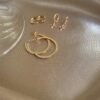 Hoop Halka Gold Taşlı Küpe 4 Gold Set 2 Colrful 3