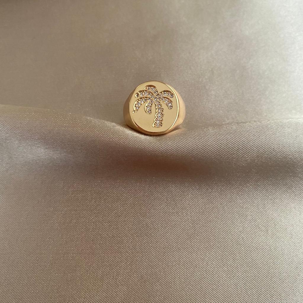 Palmiye Taşlı Gold Ayarlanabilir Yüzük 3 Palmiye Taşlı Gold Ayarlanabilir Yüzük - Görsel 3
