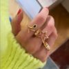 Yılan Gold Yüzük Ayarlanabilir 6 Star Rings 1