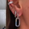 Single Oval Stoned Silver earrings 2