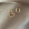 Teki Kalp Sallantılı Gold Küpe 3 Single Stoned Heart Gold Earrings 2