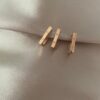 Triple Steel Rosegold rectangle Earrings 2