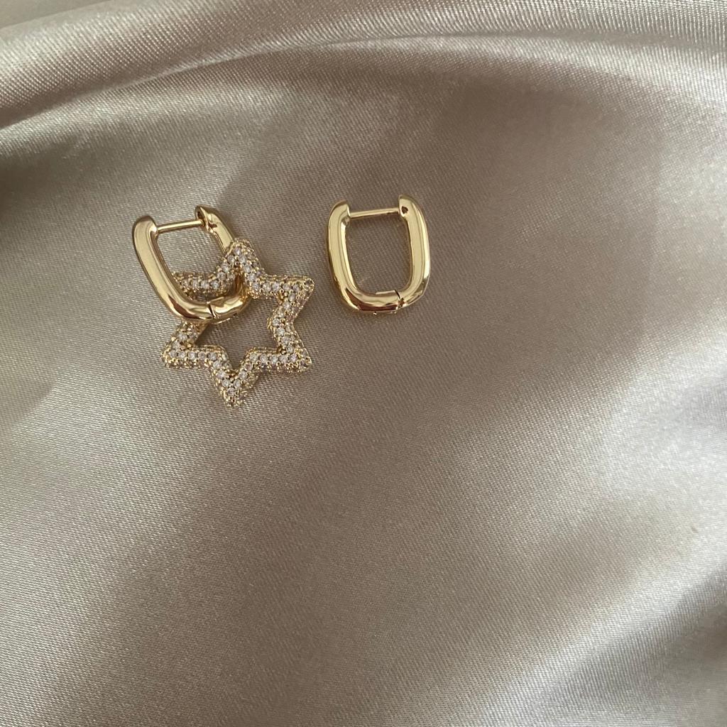 Herat Yıldız Taşlı Gold Küpe 2 Herat Yıldız Taşlı Gold Küpe - Görsel 2