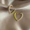 Beuren Double Sided Heart Stoned Gold Eaeeings 1