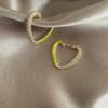 Beuren Double Sided Heart Stoned Gold Eaeeings 2