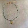 Gold Yonca Yaprak Mavi Boncuklu Çelik Halhal 5 Clover Blue Gold Anklet 3