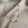 Renkli Boncuklu Gold Halhal 3 Colourful Bead Gold ANklet 1