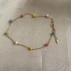 Renkli Boncuklu Gold Halhal 11 Colourful Bead Gold ANklet 2