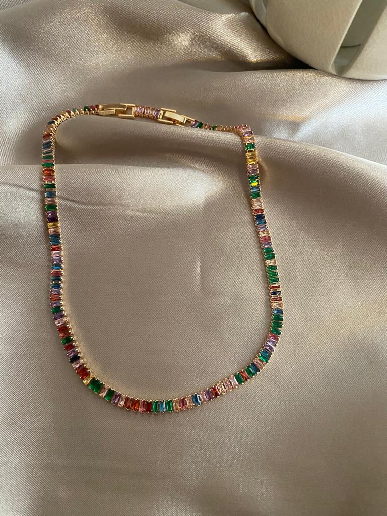 Kassel Renkli Zircon Taşlı Gold Kolye 2 Kassel Renkli Zircon Taşlı Gold Kolye - Görsel 2