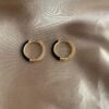 Kempten Çift Taraflı Taşlı Siyah Halka Gold Küpe 5 Kempten Double sided Gold Black Circle Earrings 1
