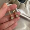 Mini Gold Nazar Boncuklu Yıldız Küpe 3 Mini Gold Stoned Star Evil Eye Errings 2