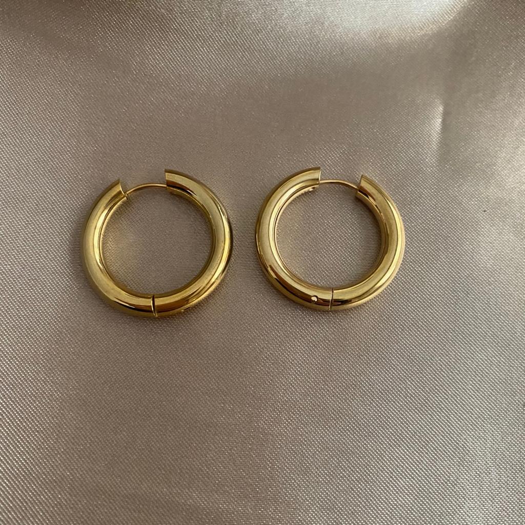 Pots Gold Çelik Halka Küpe 2 Pots Gold Çelik Halka Küpe - Görsel 2
