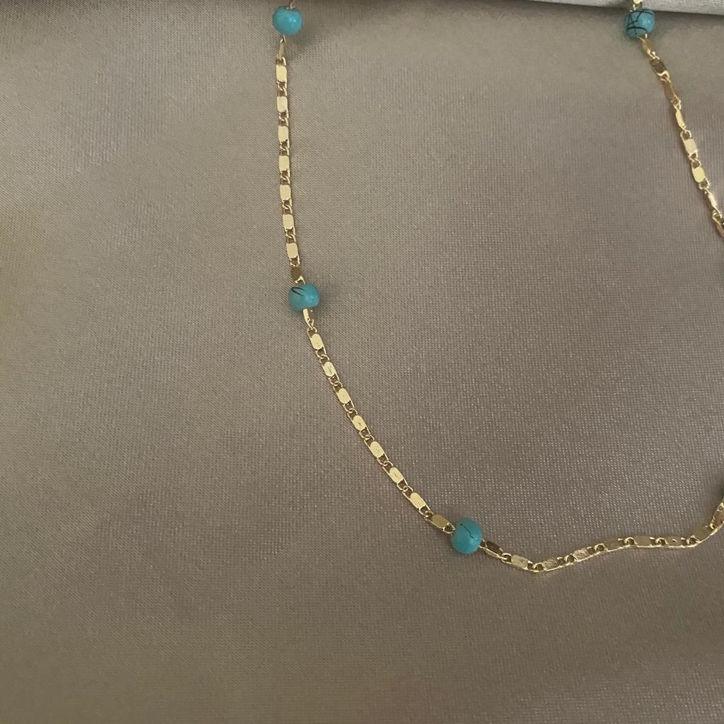 Tubin Mavi Boncuklu Gold Kolye 1 Tubin Mavi Boncuklu Gold Kolye