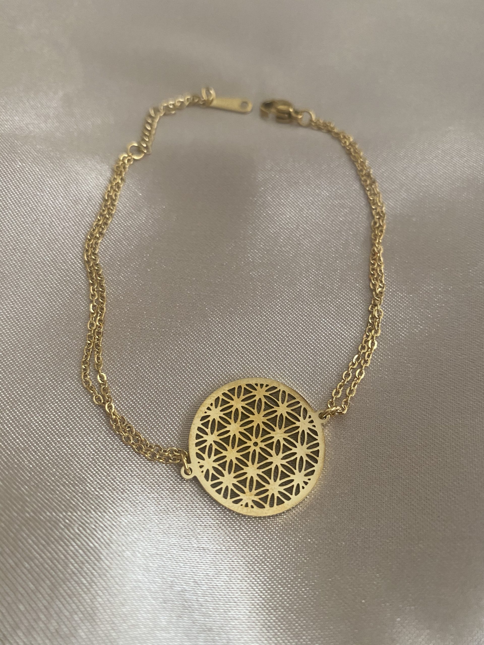 Yaşam Çiçeği Gold Çelik Bileklik 2 Yaşam Çiçeği Gold Çelik Bileklik - Görsel 2