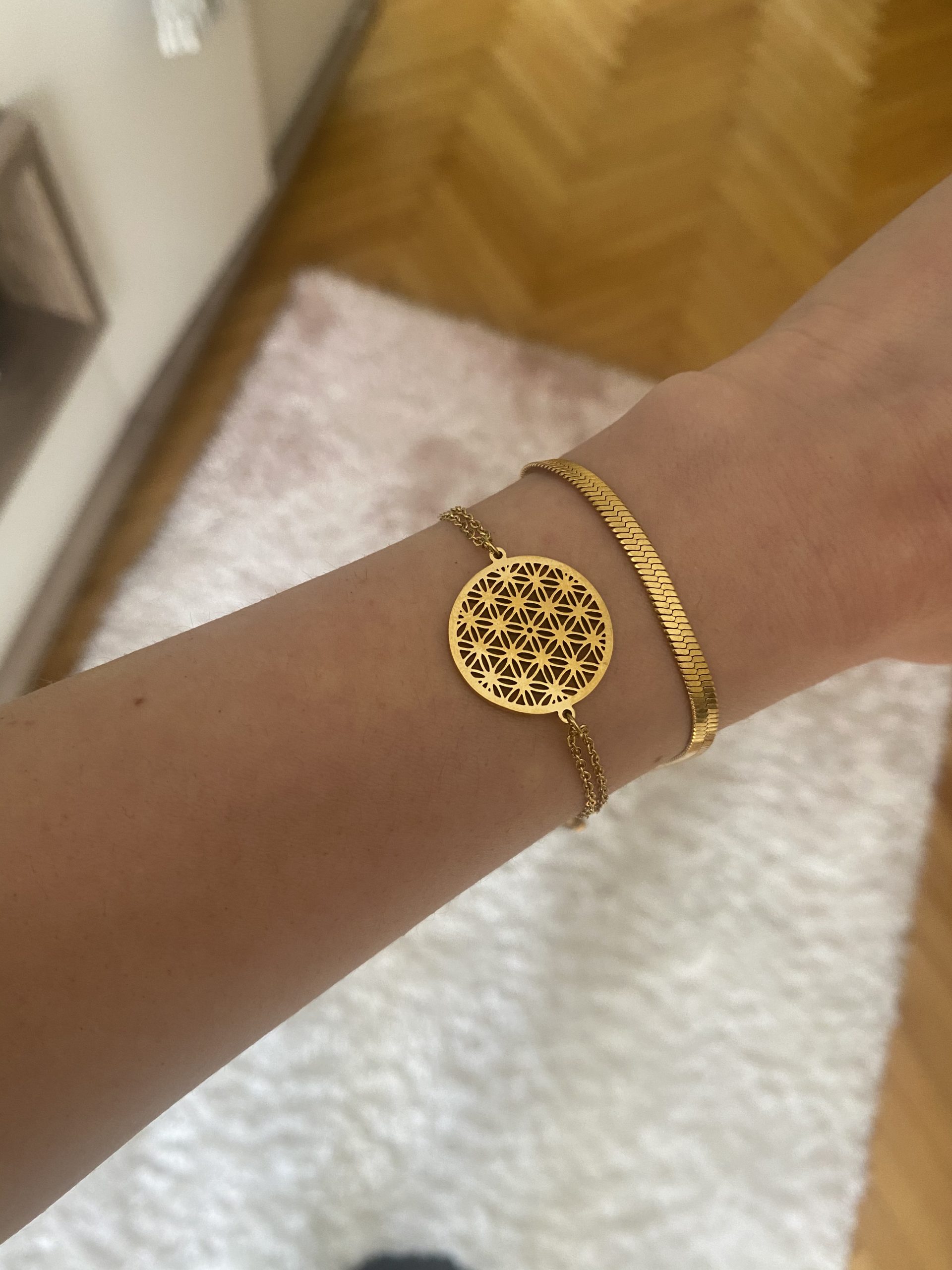 Yaşam Çiçeği Gold Çelik Bileklik 1 Yaşam Çiçeği Gold Çelik Bileklik