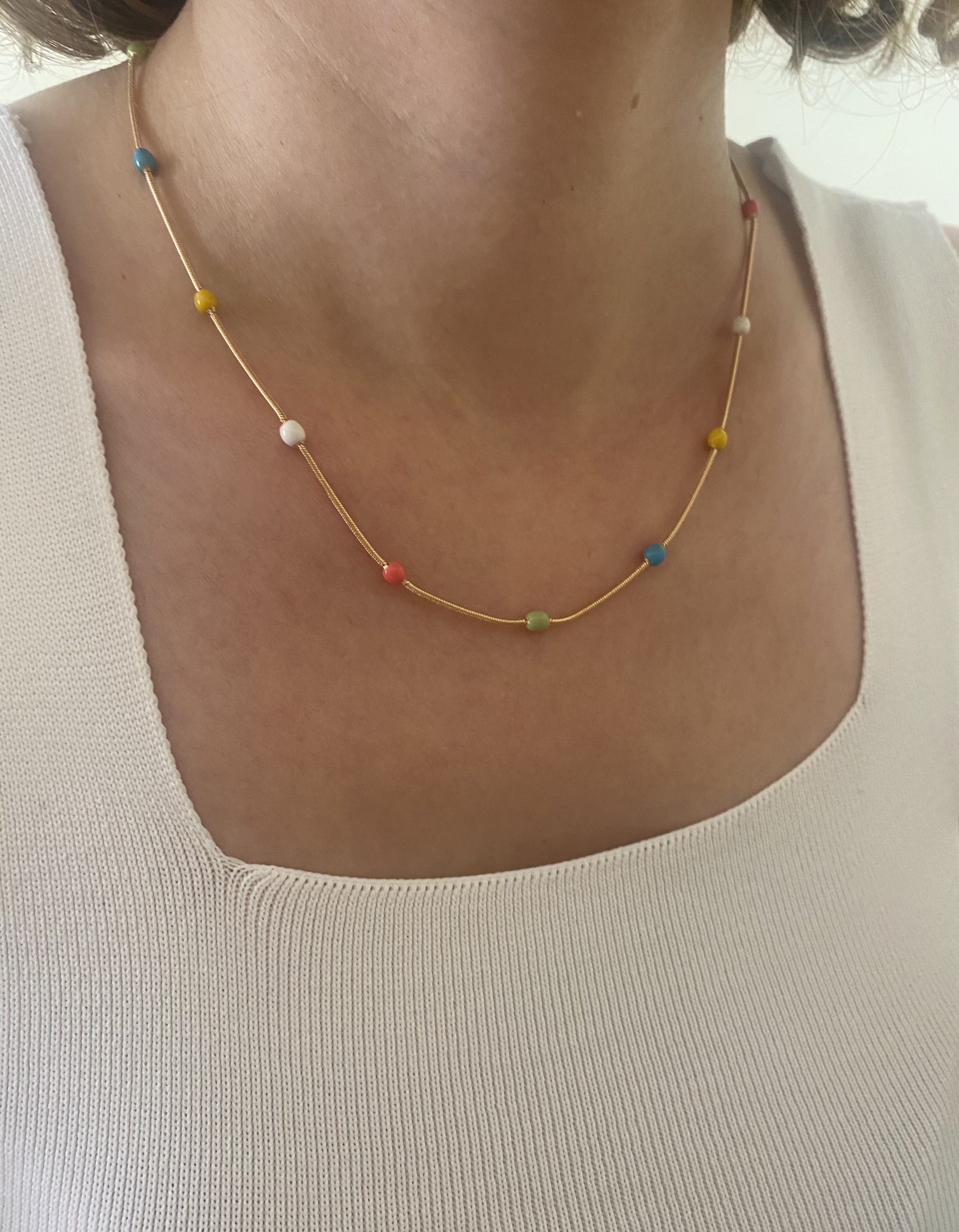 Sienna Renkli Boncuklu Gold Kolye 1 Sienna Renkli Boncuklu Gold Kolye