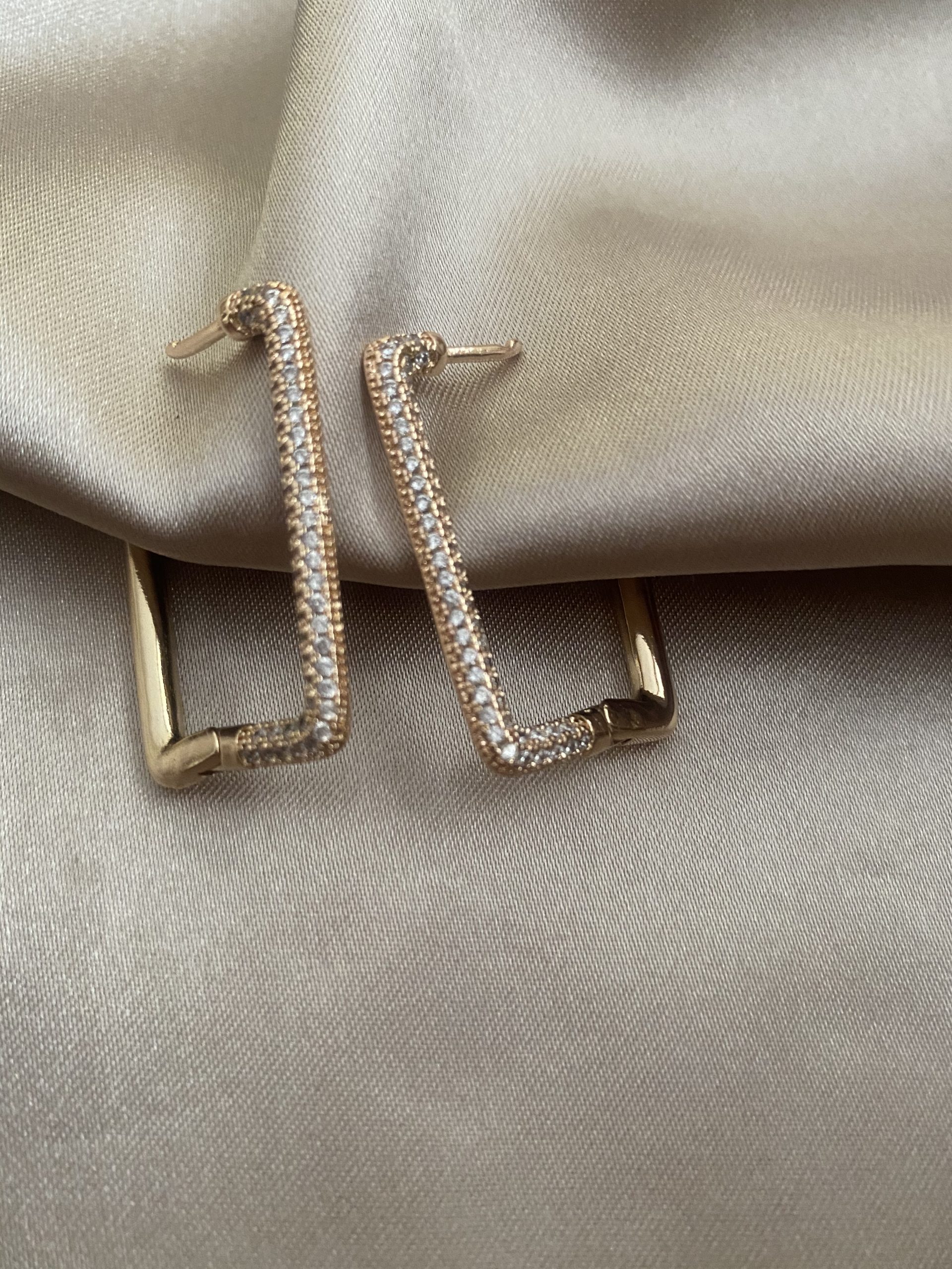 Dikdörtgen Gold Küpe 2 Dikdörtgen Gold Küpe - Görsel 2