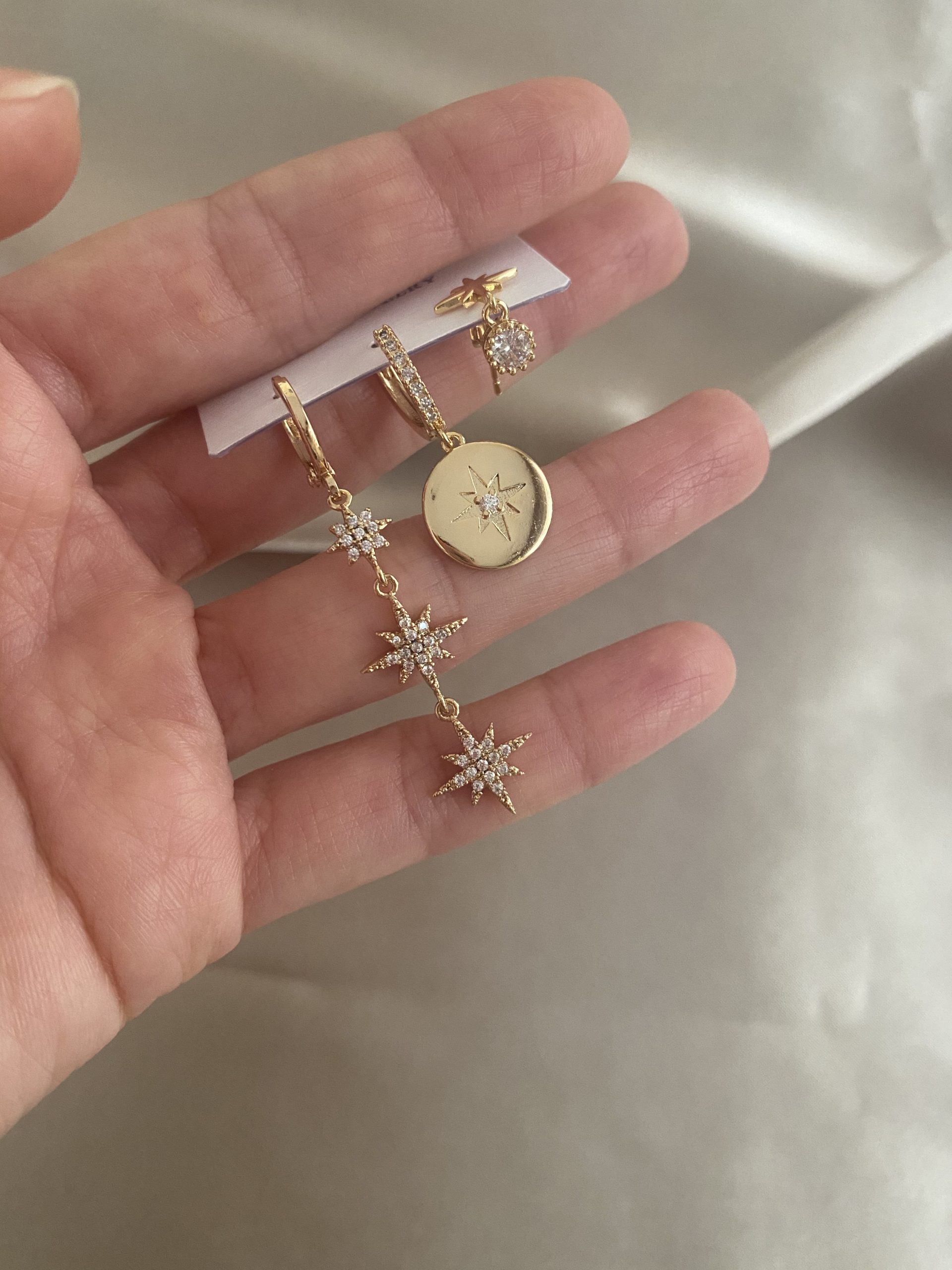 Üçlü Gold Yıldız Set Küpe 2 Üçlü Gold Yıldız Set Küpe - Görsel 2