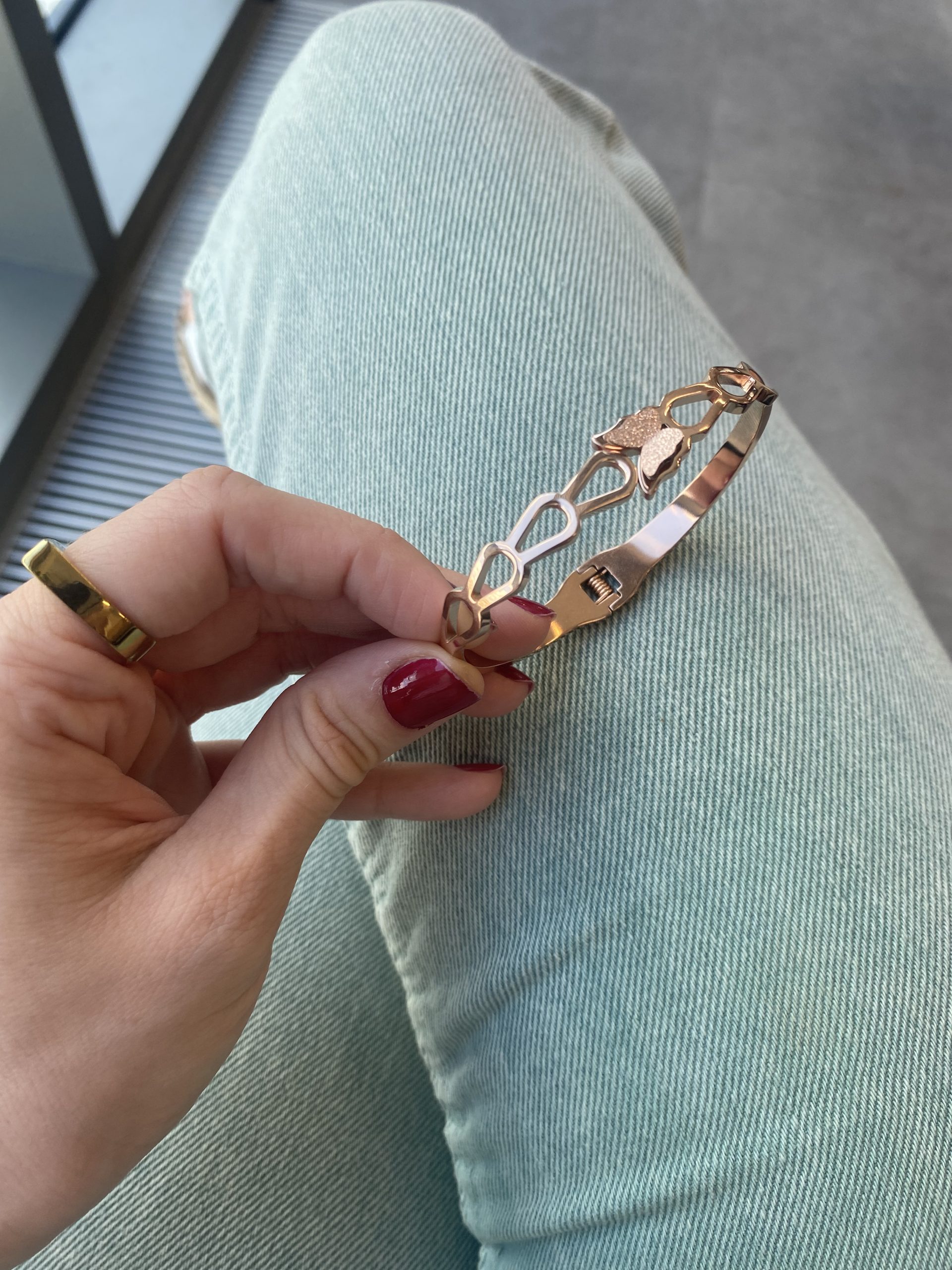 Kelebek Rosegold Kelepçe Bileklik 3 Kelebek Rosegold Kelepçe Bileklik - Görsel 3