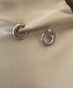 Yarım Halka Silver Çelik Küpe