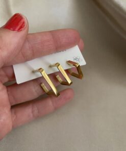 Üçlü Geometrik Gold Çelik Küpe