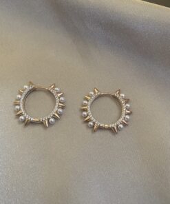 Alternative view of İncili Zirkon Taşlı Halka Küpe