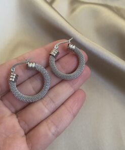 Hasır Silver Halka Küpe