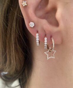 Yıldız Zirkon Taş Halka Küpe