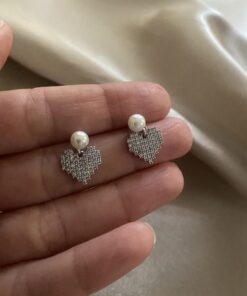 Heart Zirkon Taş Silver Küpe