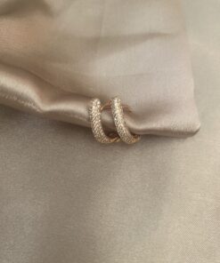 Oval Taşlı Halka Küpe