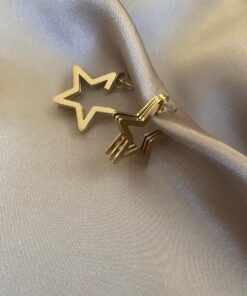 Katmanlı Yıldız Gold Çelik Küpe