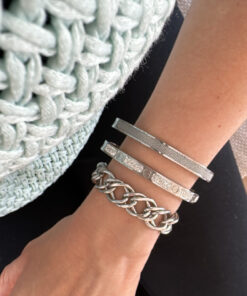 Silver Çelik Kelepçe Bileklikler