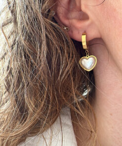 Sedefli Kalp Çelik Küpe