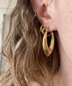 Alternative view of Oval Bombeli Çelik Küpe