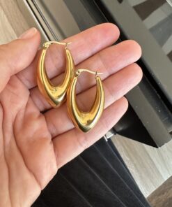 Oval Bombeli Çelik Küpe