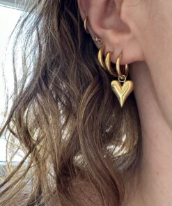 Gold Çelik Kalp Küpe