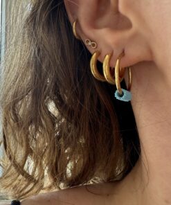 Mavi Ayrıntılı Gold Halka Küpe