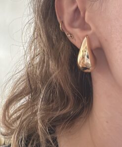 Su Damlası Gold Çelik Küpe